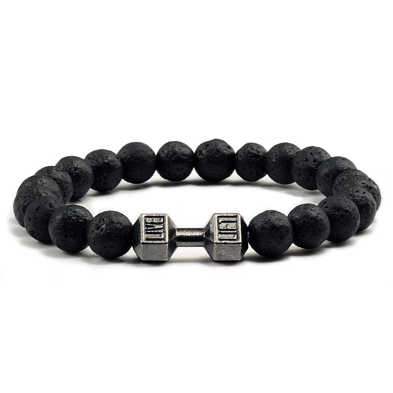 Natural Volcanic Stone Bracelet Men Fitness Jewelry